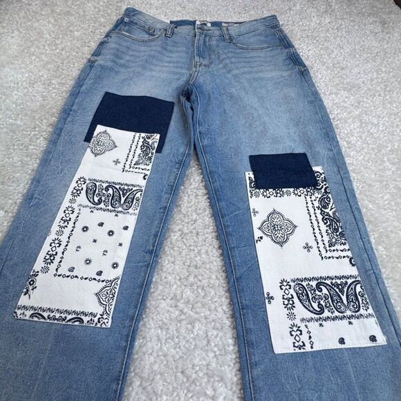 Kensie True Vintage The Slim Patchwork High Rise Jeans 8/29 New - Picture 7 of 9